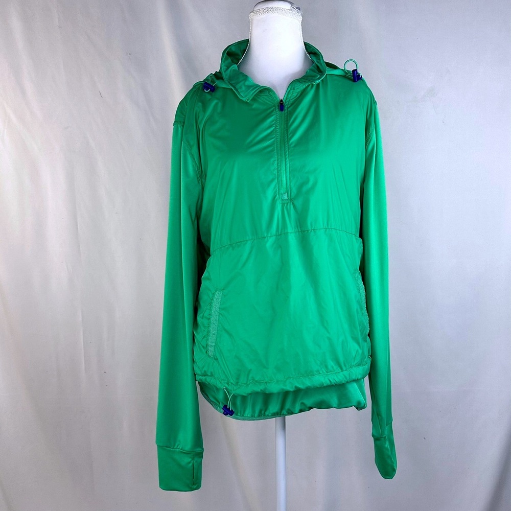 Avia Women's XL Pullover Green Hooded Windbreaker Jacket Sporty Gorpcore